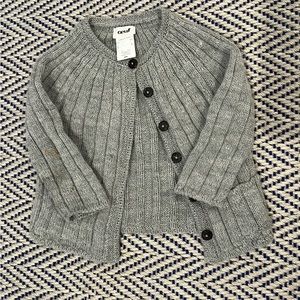 Oeuf baby alpaca grey ribbed cardigan size 12m / 1 year